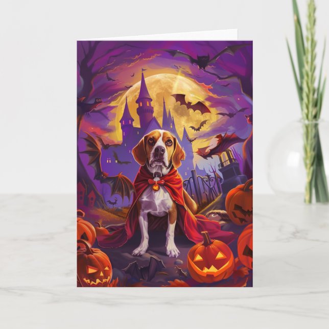 Halloween Beagle Dog Pumpkins Beängstigend Karte (Vorderseite)