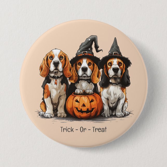 Halloween-Beagle-Hunde für Trick oder Treat Button (Vorderseite)