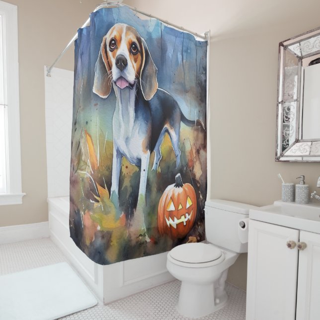 Halloween-Beagle mit Pumpkins Beängstigend Duschvorhang (Beispiel)