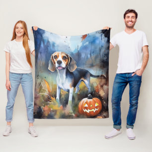 Halloween-Beagle mit Pumpkins Beängstigend Fleecedecke