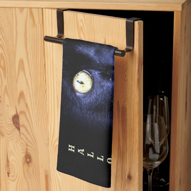 Halloween Beängstigend Black Cat Horror Dunkle Nac Geschirrtuch (Drittel gefaltet)