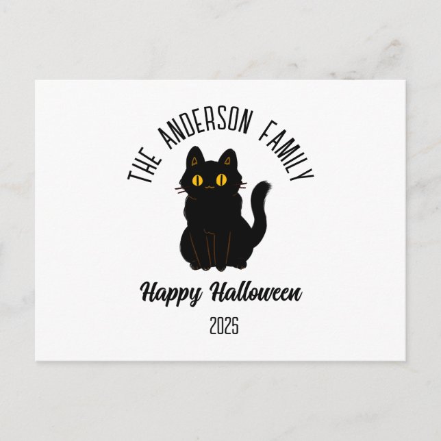 Halloween Beängstigend Black Cat Personalisierter  Feiertagspostkarte (Vorderseite)