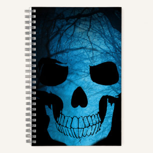 Halloween Beängstigend Blue Night Skull Notizbuch