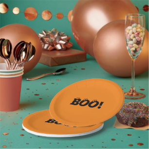 Halloween Beängstigend Boo! Augenbrauen schwarz-or Pappteller