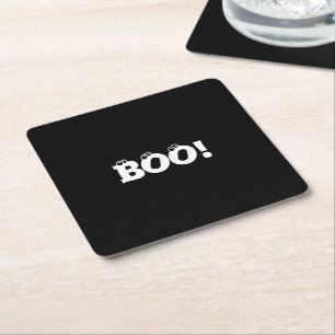 Halloween Beängstigend Boo! Augenbrauen Schwarz-w Rechteckiger Pappuntersetzer