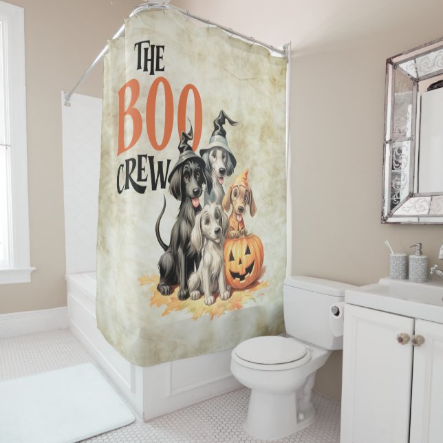 Halloween Beängstigend Boo Hogs Crew Orange Pumpki Duschvorhang (Beispiel)