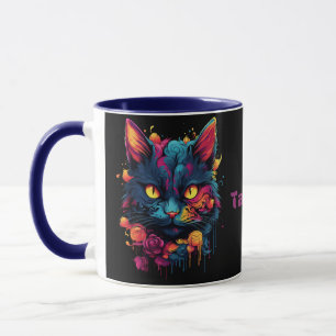 Halloween/Beängstigend Cat/Hexe personalisiert Tasse