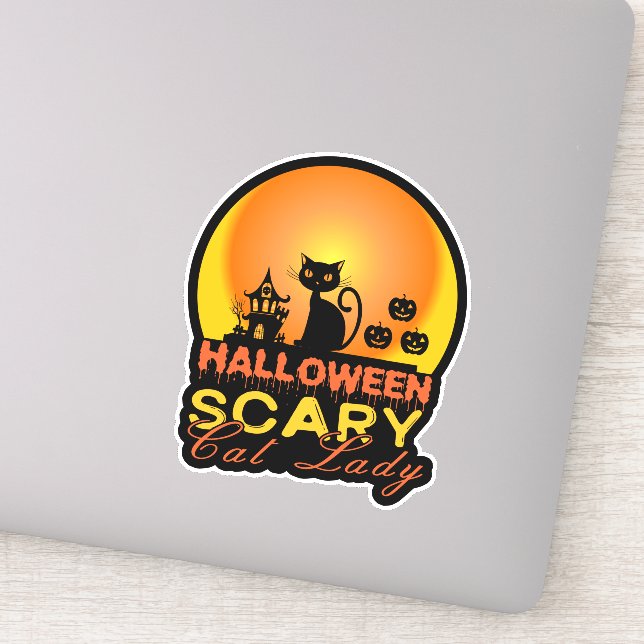Halloween Beängstigend Cat Lady ID858 Aufkleber (Detail)