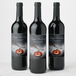 Halloween Beängstigend Evil Pumpkin Personalisiert Weinetikett