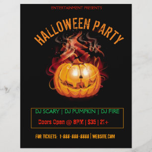 Halloween Beängstigend Fire Pumpkin Party Flyer