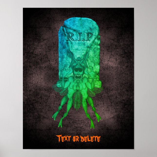 Halloween Beängstigend Goblin Grabstein Personalis Poster (Vorne)