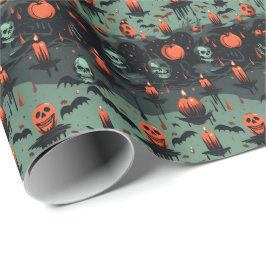 🎃 💀 Halloween - beängstigend grün Geschenkpapier