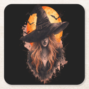 Halloween Beängstigend Hexe Rechteckiger Pappuntersetzer