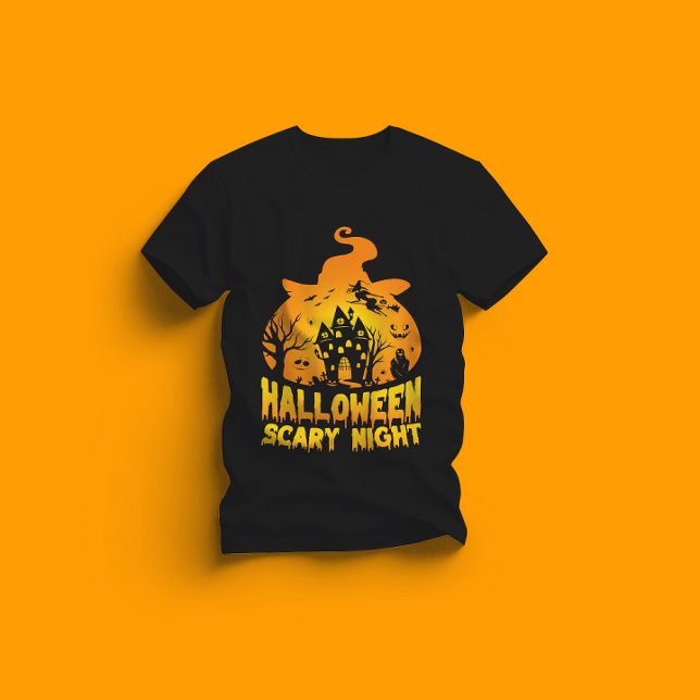 Halloween Beängstigend Night Spuk House Design T-Shirt (Von Creator hochgeladen)