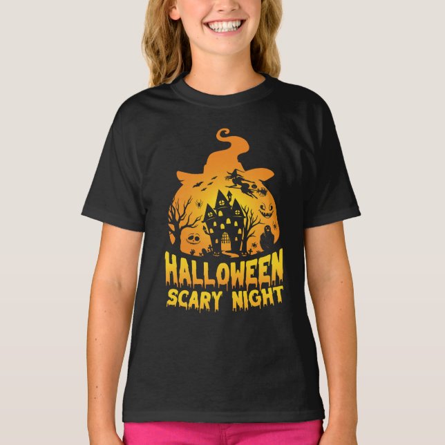 Halloween Beängstigend Night Spuk House Design T-Shirt (Vorderseite)