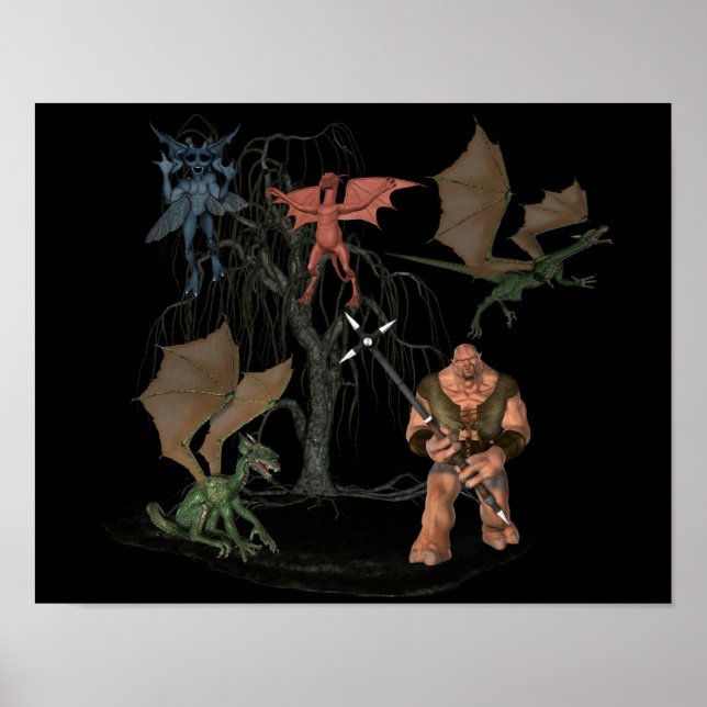 Halloween-Beängstigend-Ogrengoblin-Kreaturen Poster (Vorne)