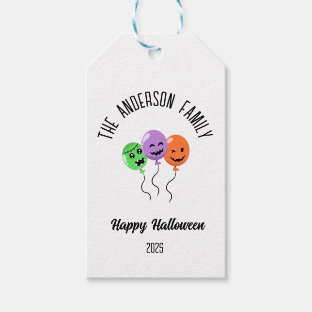 Halloween Beängstigend Pumpkin Balloons Personalis Geschenkanhänger (Vorderseite)