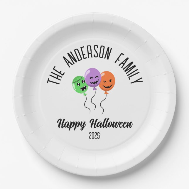 Halloween Beängstigend Pumpkin Balloons Personalis Pappteller (Vorderseite)