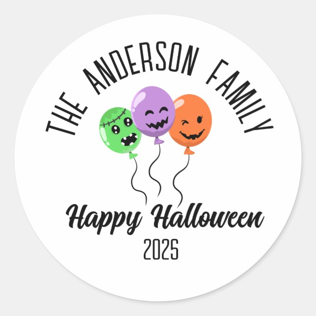 Halloween Beängstigend Pumpkin Balloons Personalis Runder Aufkleber (Vorderseite)