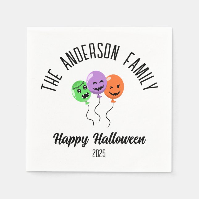Halloween Beängstigend Pumpkin Balloons Personalis Serviette (Vorderseite)
