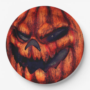 Halloween Beängstigend Pumpkin Face Pappteller