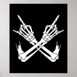 Halloween Beängstigend Skeleton Rocker Hands Poster
