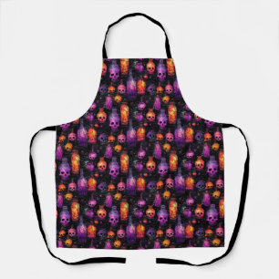Halloween Beängstigend Skulls Lila Orange Potion Schürze