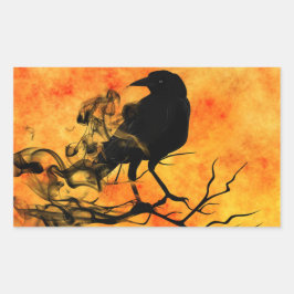 Halloween Beängstigend Szene 11 The Raven Rechteckiger Aufkleber