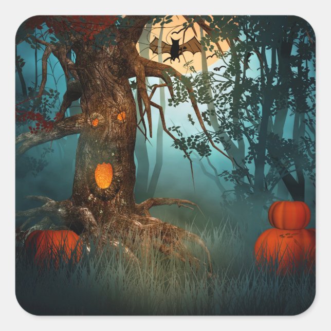 Halloween Beängstigend Szene (3) - Anpassen Quadratischer Aufkleber (Vorderseite)