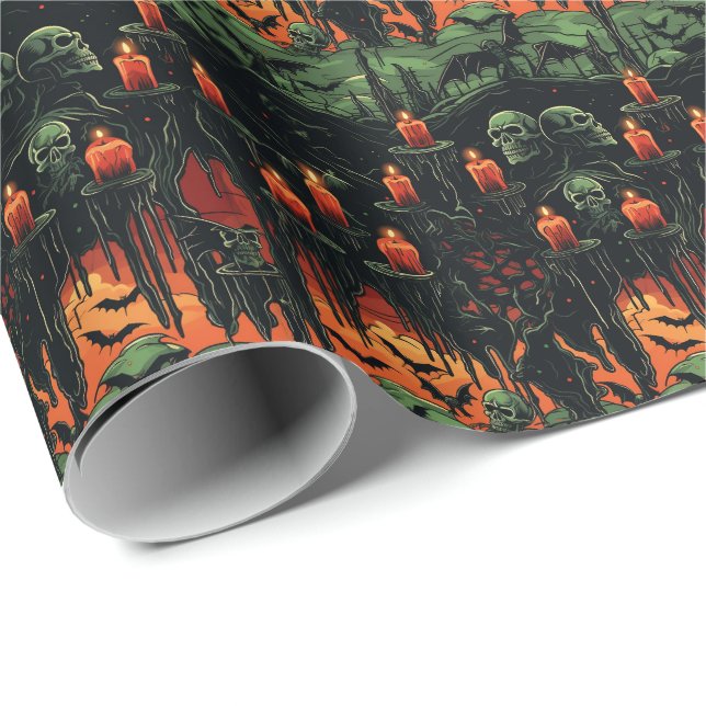 💀 Halloween - beängstigende 😱 Geschenkpapier (Rolleneckpunkt)
