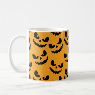 Halloween: beängstigende Gesichter, Vintager Stil. Kaffeetasse