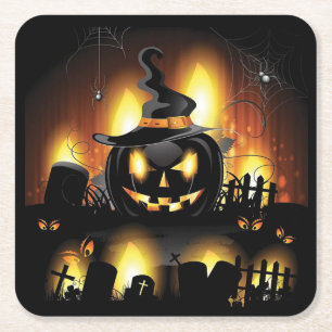 Halloween - beängstigende Kürbise w/Hat alle Rechteckiger Pappuntersetzer