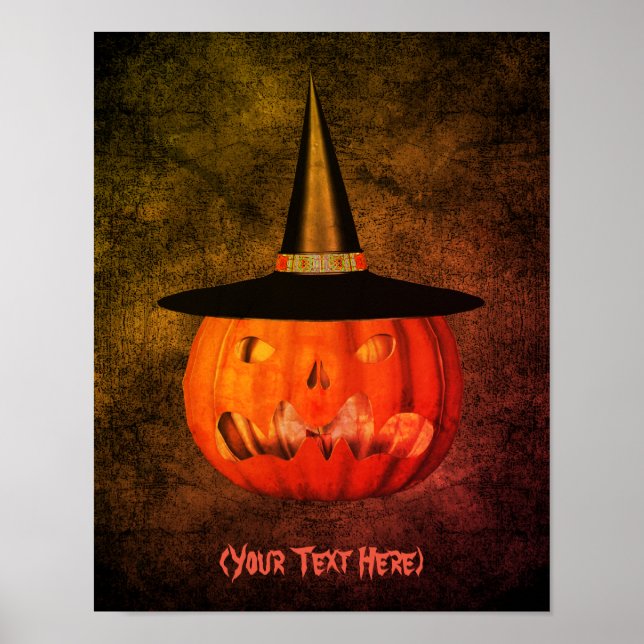 Halloween Beängstigende Kürbislaterne Personalisie Poster (Vorne)