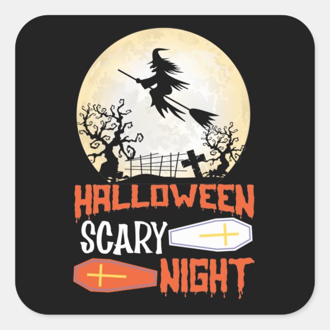 Halloween Beängstigende Nachtschwärmerei Quadratischer Aufkleber (Vorderseite)