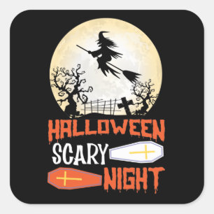 Halloween Beängstigende Nachtschwärmerei Quadratischer Aufkleber