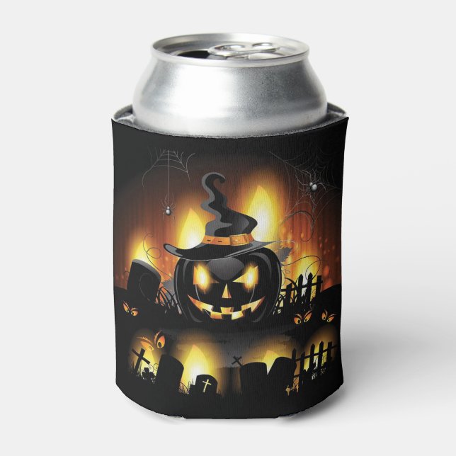 Halloween - Beängstigende Pumpkins mit Hut Dosenkühler (Kanne Vorderseite)
