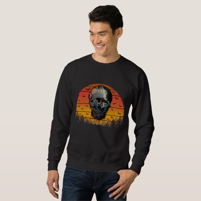 HALLOWEEN BEÄNGSTIGENDE SKULL SWEATSHIRT (Vorne ganz)