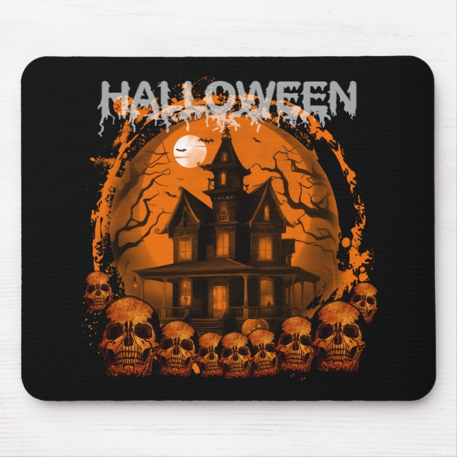 HALLOWEEN BEÄNGSTIGENDE, SPUK HAUSSKULLS MOUSEPAD (Vorne)
