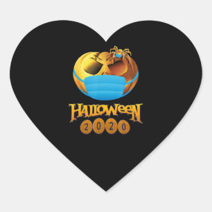 Halloween Beängstigender Kürbis und Spinne mit Mas Herz-Aufkleber