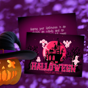 Halloween Beängstigender Schlossgast und Lila rosa Karte
