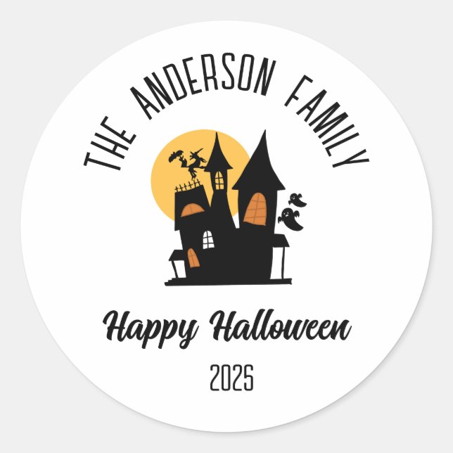 Halloween Beängstigender Spuk Hausname Personalisi Runder Aufkleber (Vorderseite)