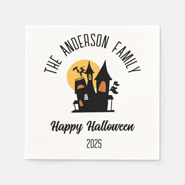 Halloween Beängstigender Spuk Hausname Personalisi Serviette (Vorderseite)
