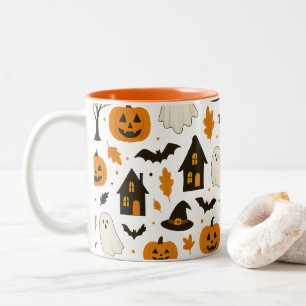 Halloween Beängstigendes Muster - Spooky & Festiva Zweifarbige Tasse