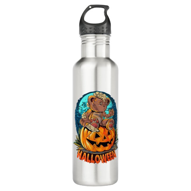 Halloween Bear Killer Edelstahlflasche (Vorderseite)