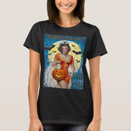 Halloween Beauty - Retro-Button T-Shirt