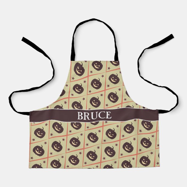 Halloween Beige Gray Minimal Muster Schürze (Vorderseite)