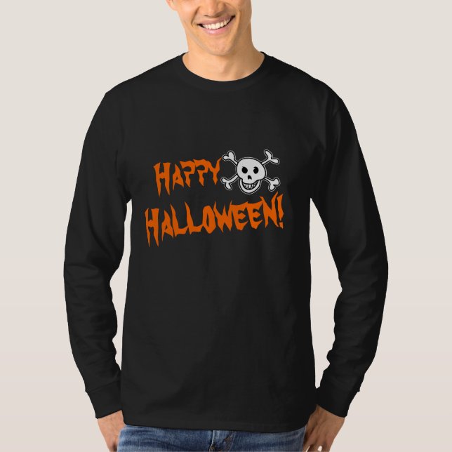 Halloween Bekleidung für Männer | Schädel und Knoc T-Shirt (Vorderseite)