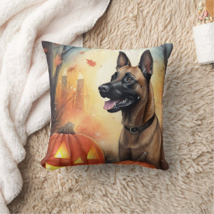 Halloween Belgisch Malinoi mit Pumpkins Beängstige Kissen