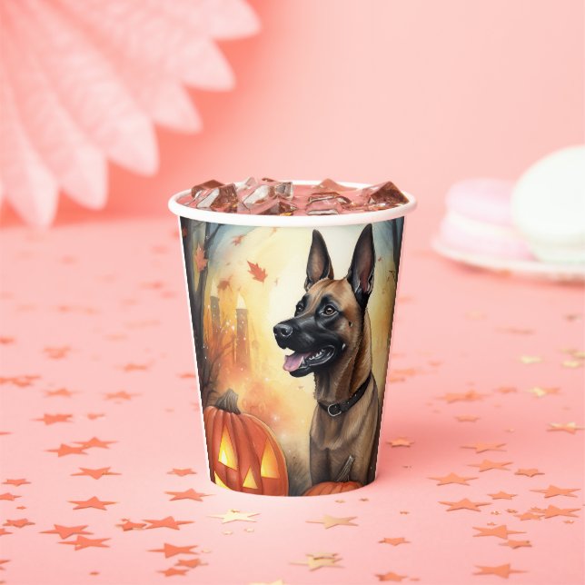 Halloween Belgisch Malinoi mit Pumpkins Beängstige Pappbecher (Insitu)