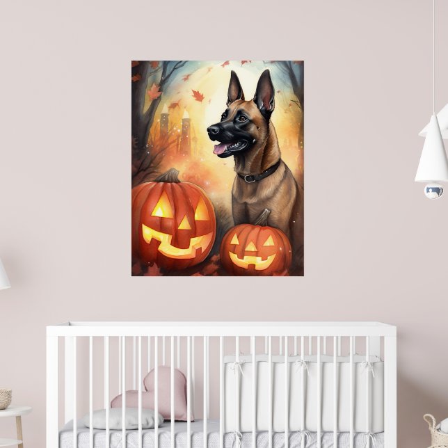 Halloween Belgisch Malinoi mit Pumpkins Beängstige Poster (Kinderzimmer 2)